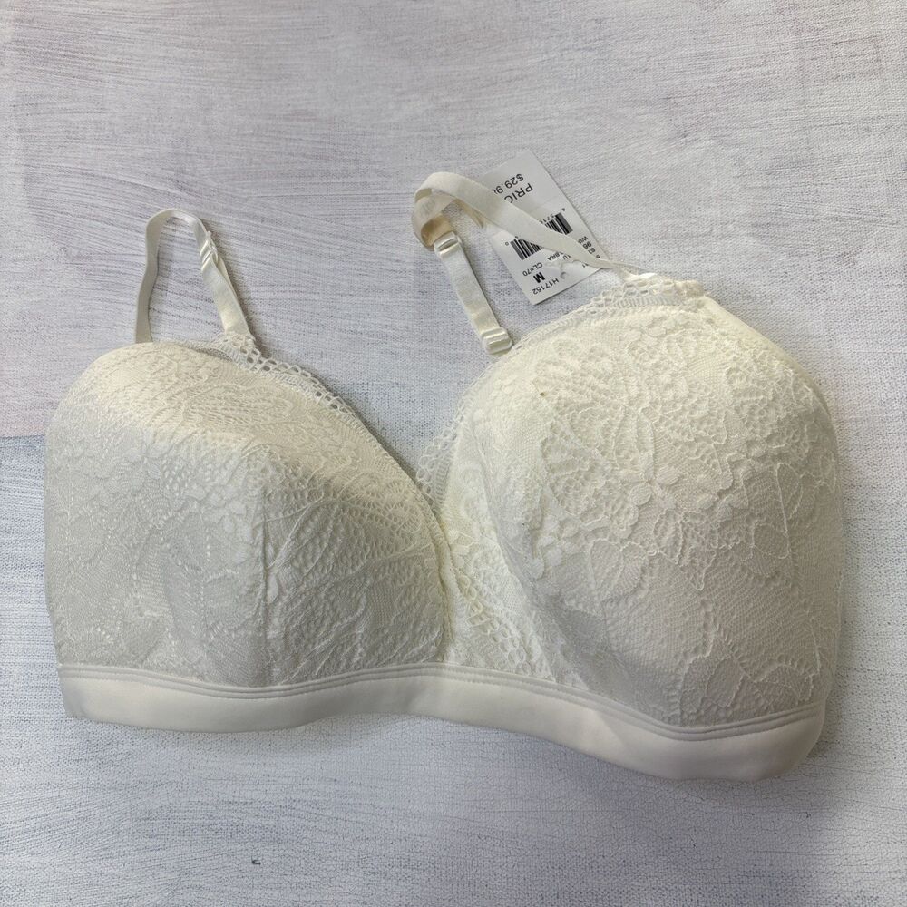Motherhood Intimates RN 79913 Beige Lace Wireless Nursing Bra Siz Medium